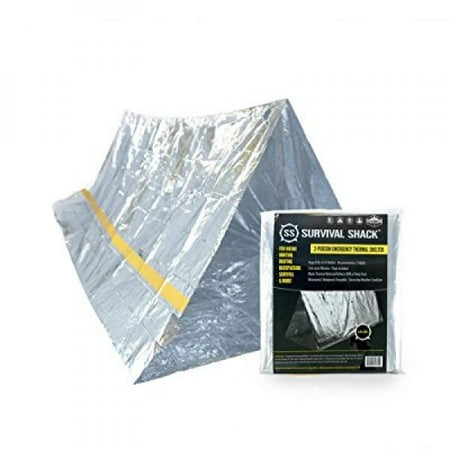Reflective Tube Tent - Survival Shack Emergency Survival Shelter Tent | 2 Person Mylar Thermal Shelter | 8' X 5' All Weather Tube Tent | Reflective Material Conserves Heat | Lightweight | Waterproof | Best Survival Gear