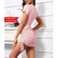 thumbnail image 4 of wowrosy Casual Short Sleeve Summer Dress for Women Crew Neck Stretchy Ruched Bodycon Dresses Sexy Ribbed Club Mini Dress, 4 of 7
