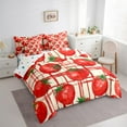 thumbnail image 3 of Manfei Kawaii Tomato Bedding Comforter Set 7-Piece for Teen, Cartoon Fruit Print King Bedding Sets, Red Stripes Buffalo Reversible Bed Sheets, Lightweight Room Decor, 3 of 7