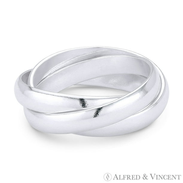 Alfred & Vincent 3mm HalfDome TripleBand Rolling Ring in .925