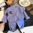 thumbnail image 2 of NOLDARES Toddler Baby Boy Clothes Solid Color Sweatshirt + Sweatpants Outfits Set 2Pcs Fall Winter Clothes Size:5-6 Y,Purple, 2 of 5