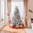 thumbnail image 2 of Yaheetech 6ft Pre-lit Flocked Artificial Christmas Tree with 250 LED Lights, Green & White, 2 of 6