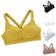 thumbnail image 5 of Xfvqtps Womens Bras Wireless Solid Color Cross Back Rib Elastic Pullover Comfortable Breathable Bras for Everyday White, 5 of 5