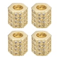 thumbnail image 1 of Unique Bargains Charm Rhinestone Beads, 4 Pack Copper Rhinestone Spacer Beads, Zircon Pave Hexagon for Jewelry Making (Gold), 1 of 7