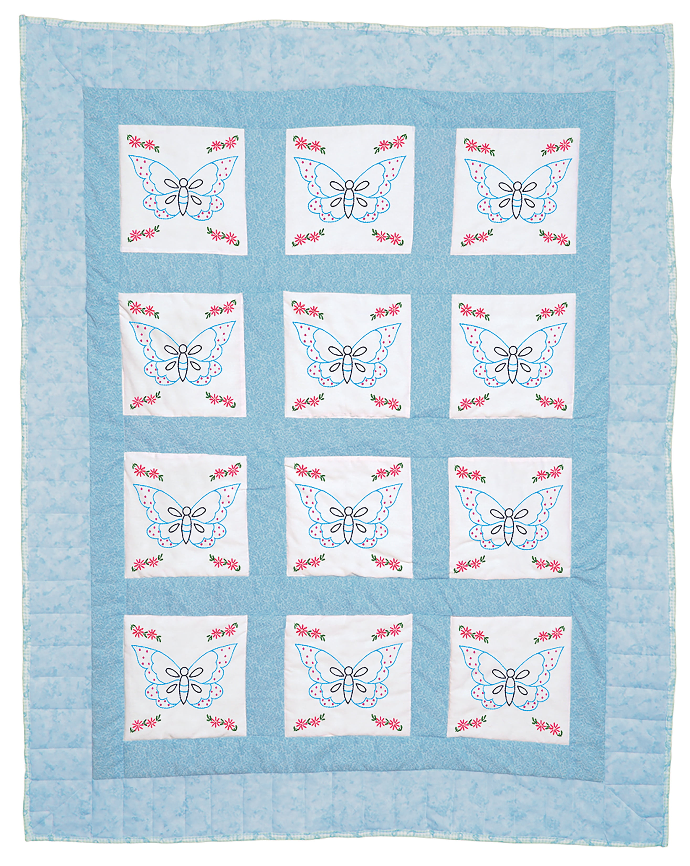 Jack Dempsey Stamped White Quilt Blocks 9/"x9/" 12//pkg-butterfly