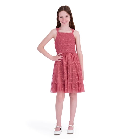 Kensie Girl Sleeveless Jacquard Bow Mesh Dress, Sizes 4-16