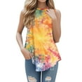thumbnail image 4 of Xyxonk Tank Tops for Women Plus Size Casual Sexy Square Neck Tank Tops Trendy Tie Dye Print Sleeveless Spring Tops Beach Vacation Clothes Orange 2XL, 4 of 5