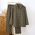 thumbnail image 2 of Jamicy Loungewear Sets for Men Gift for Men Men's Collar Plaid Printed Pajamas Sleepwear Long Sleeve Button Down Lounge Sets with Pockets, 2 of 4