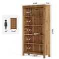 thumbnail image 2 of 5-Tier Tall Solid Wood Bookcase, Large Floor Standing Bookshelf with Heavy-Duty Shelves, Rustic 5-Shelf Display Storage Rack for Home Office, Living Room, Library, 2 of 9
