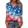 thumbnail image 2 of ASDFVBKG 250 Years American Flag Shirt for Women Short Sleeve V Neck Usa 1776-2026 Blouse American Flag Retro Graphic Patriotic Casual Tunic Pullover Tops Blue XXL, 2 of 5