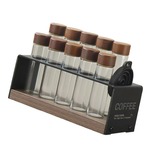 Dispensador de café en grano de vidrio, versátil, portátil y resistente, 21,5 x 9 x 8 cm Tubos largos y cortos