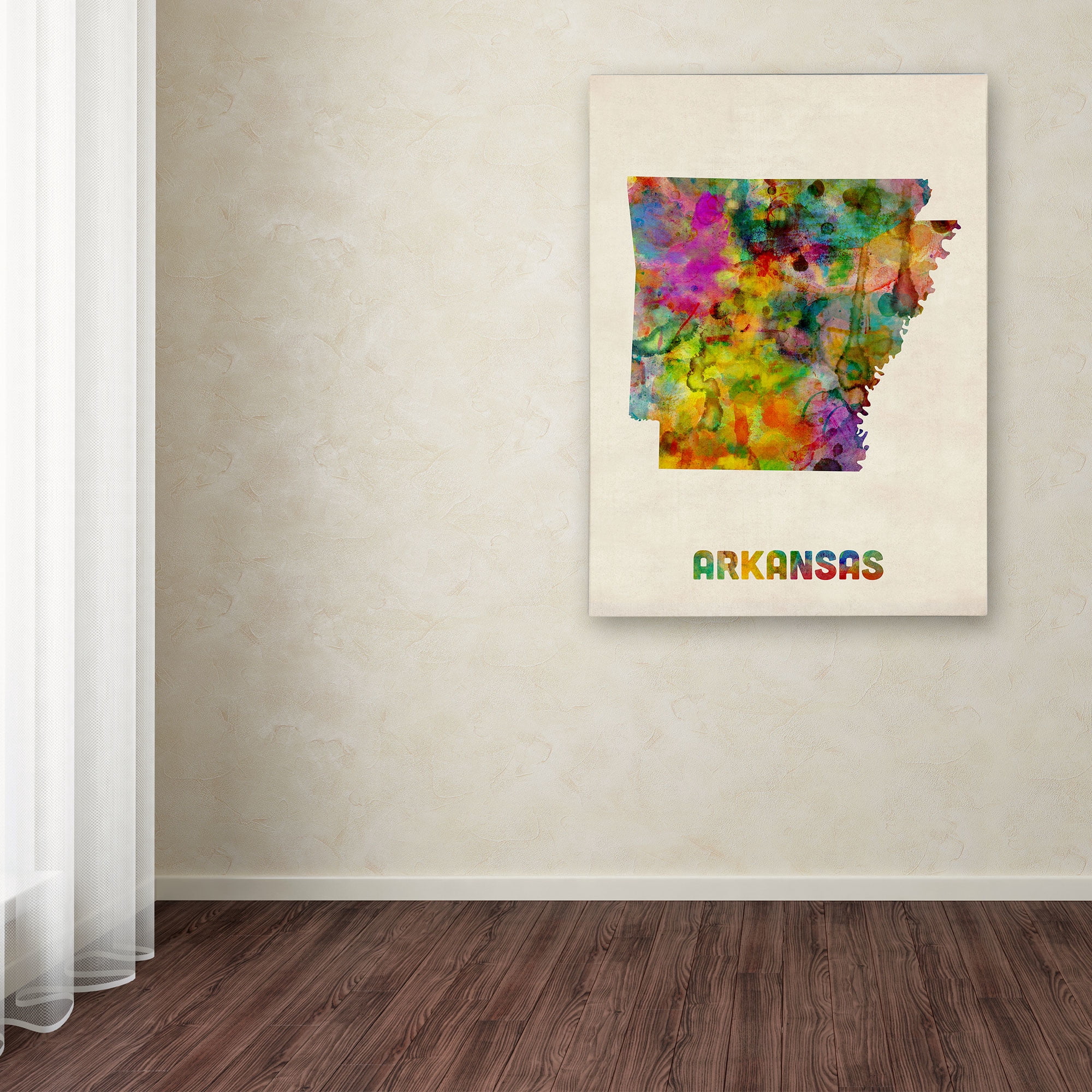 Trademark Fine Art "Arkansas Map" Canvas Wall Art by Michael Tompsett