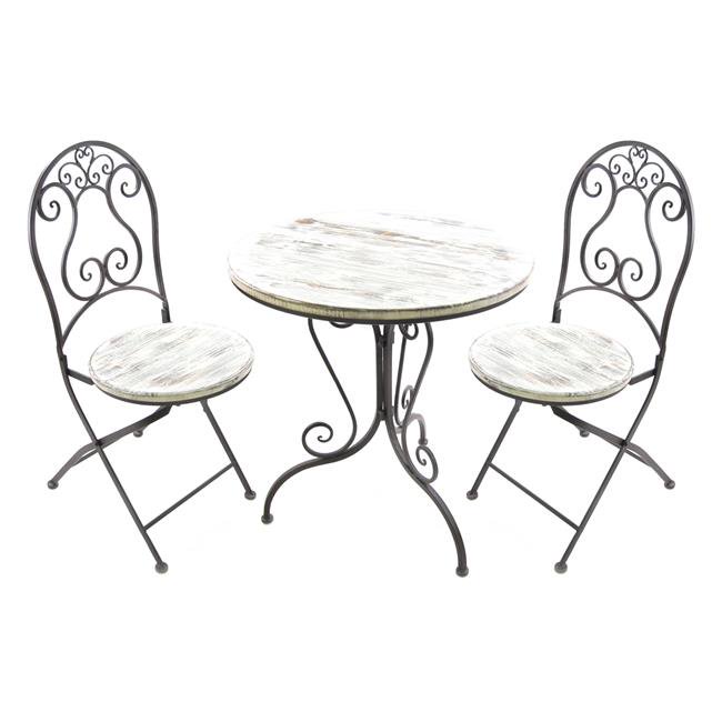 Jordan Manufacturing 3CWIWBISTW Wrought Iron Bistro Set, White