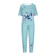 thumbnail image 5 of KIJBLAE Women's Summer Two Piece Outfits Blue Butterfly Print Short Sleeve O-Neck Loose Fit Tunic Tops with Pockets Long Pants Pajama Sets Blue XXXXL, 5 of 5