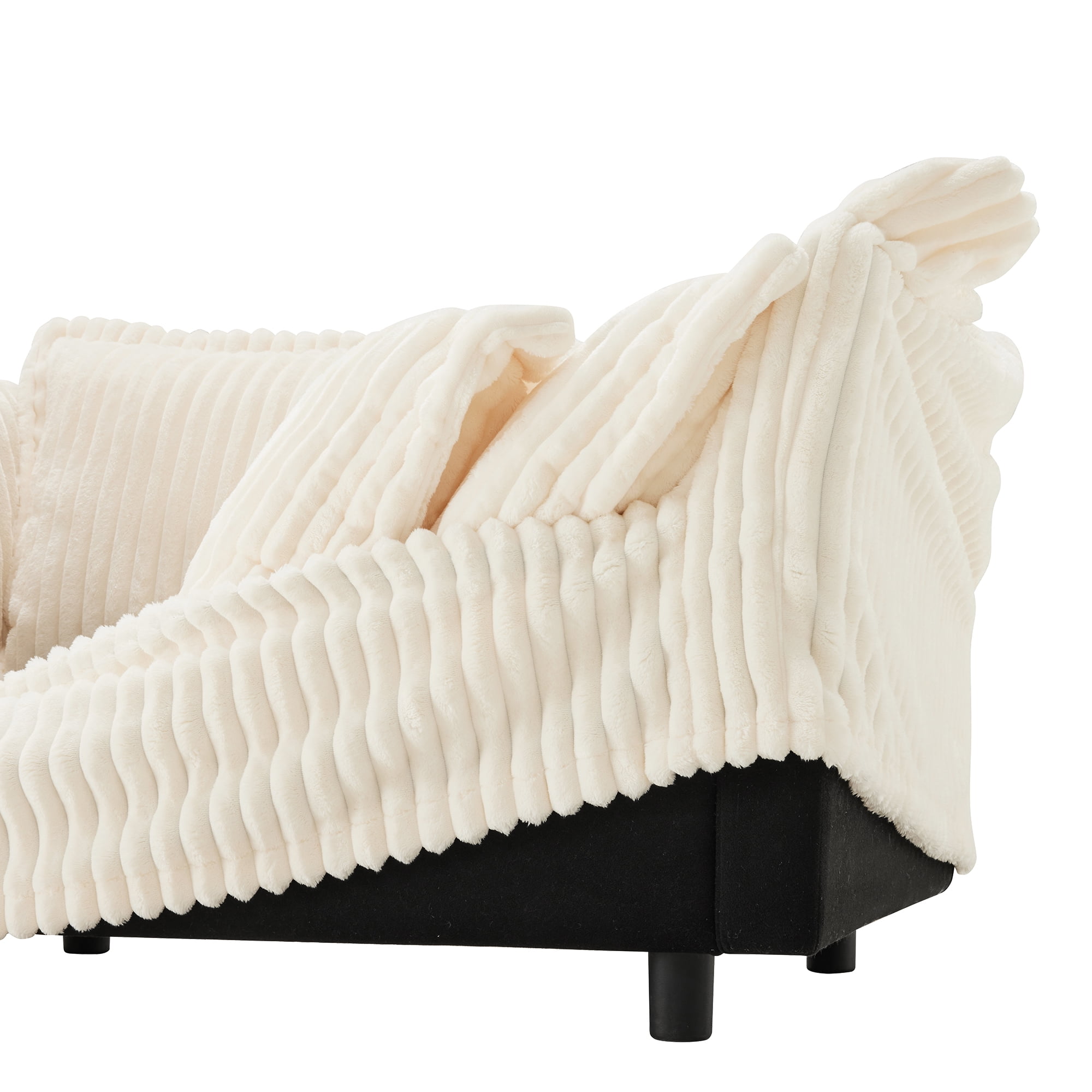 Gewnee Modern Corduroy Deep Seat Loverseat Seational Sofa Couches ,Comfy Cream Corduroy Sofa Couch for Small Space, Living Room,Apartment