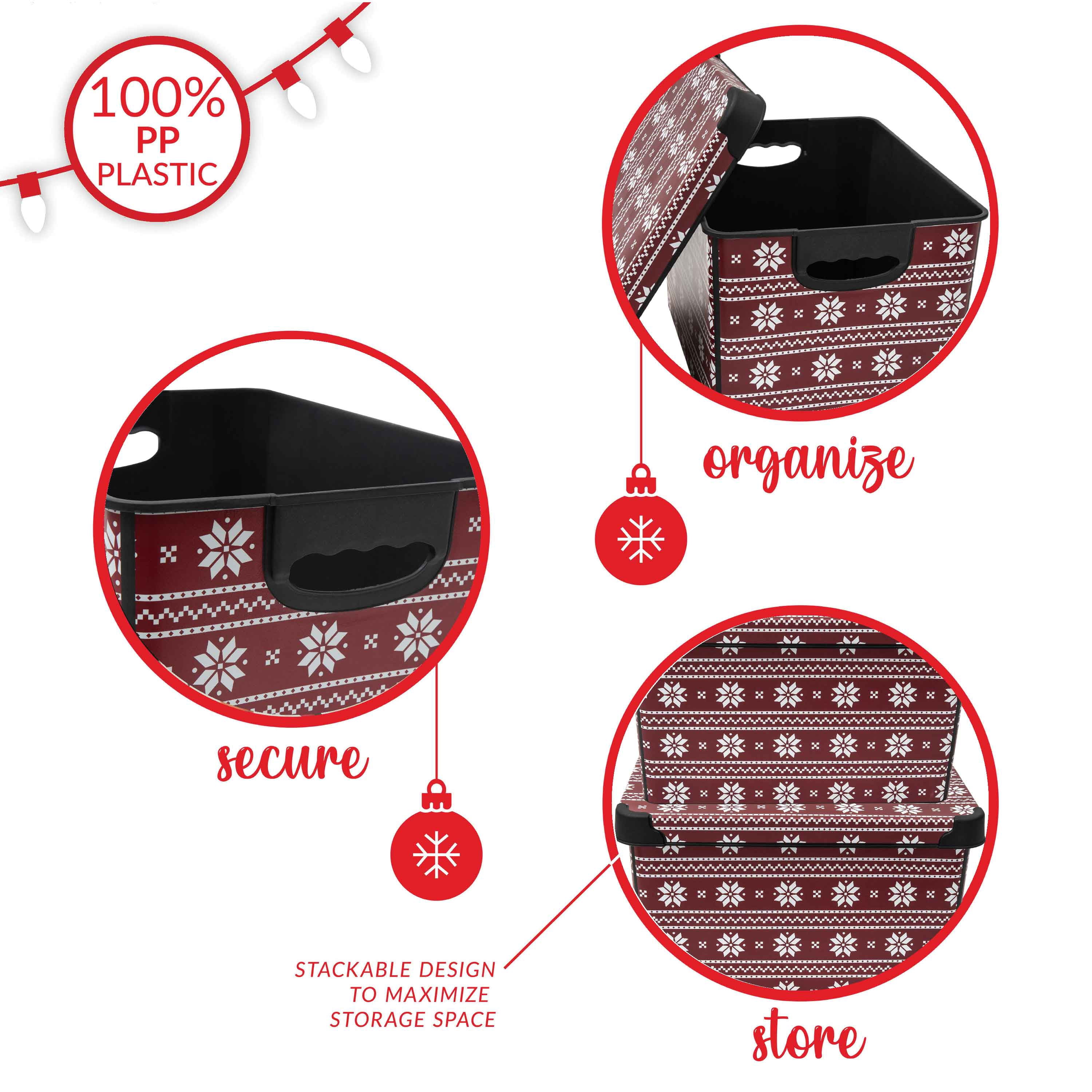 Simplify Holiday Sweater Print Plastic Storage Tote Bin