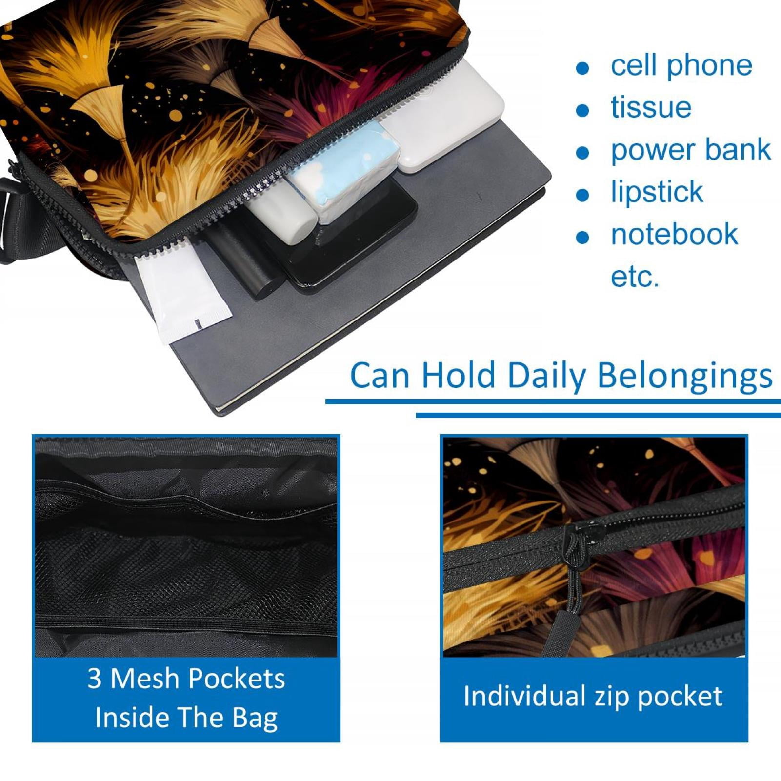 Halloween broomsticks Lightweight Adjustable Sling Bag Crossbody Bag Waist Bag with Extension Strap Unisex
