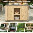 thumbnail image 6 of 64" Outdoor Kitchen Cabinets, Side Kitchen Storage Island with Stainless Steel Top and Rack, Wicker Outdoor Grill Cart with 2 Doors for BBQ, Patio, Backyard, Natural, 6 of 8