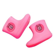 JAHH Toddler Rain Boots Babies Cartoon Boots Kids Shoes Baby Rain Rain Boys Toddlers Girls Rubber Babys Shoes Easy-on Lightweight and Waterproof(1-2 Years,Pink)