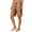 Coffee, variant on Men's Contrast Striped Pockets Cotton Linen Shorts Drawstring Waist Leather Patch Bermuda Shorts Summer Casual Beach Outfits