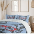 thumbnail image 6 of Ambesonne Yorkie Duvet Cover Sets, Fun Portrait Red Glasses, 2-Queen, Pale Blue Grey Vermilion, 6 of 7