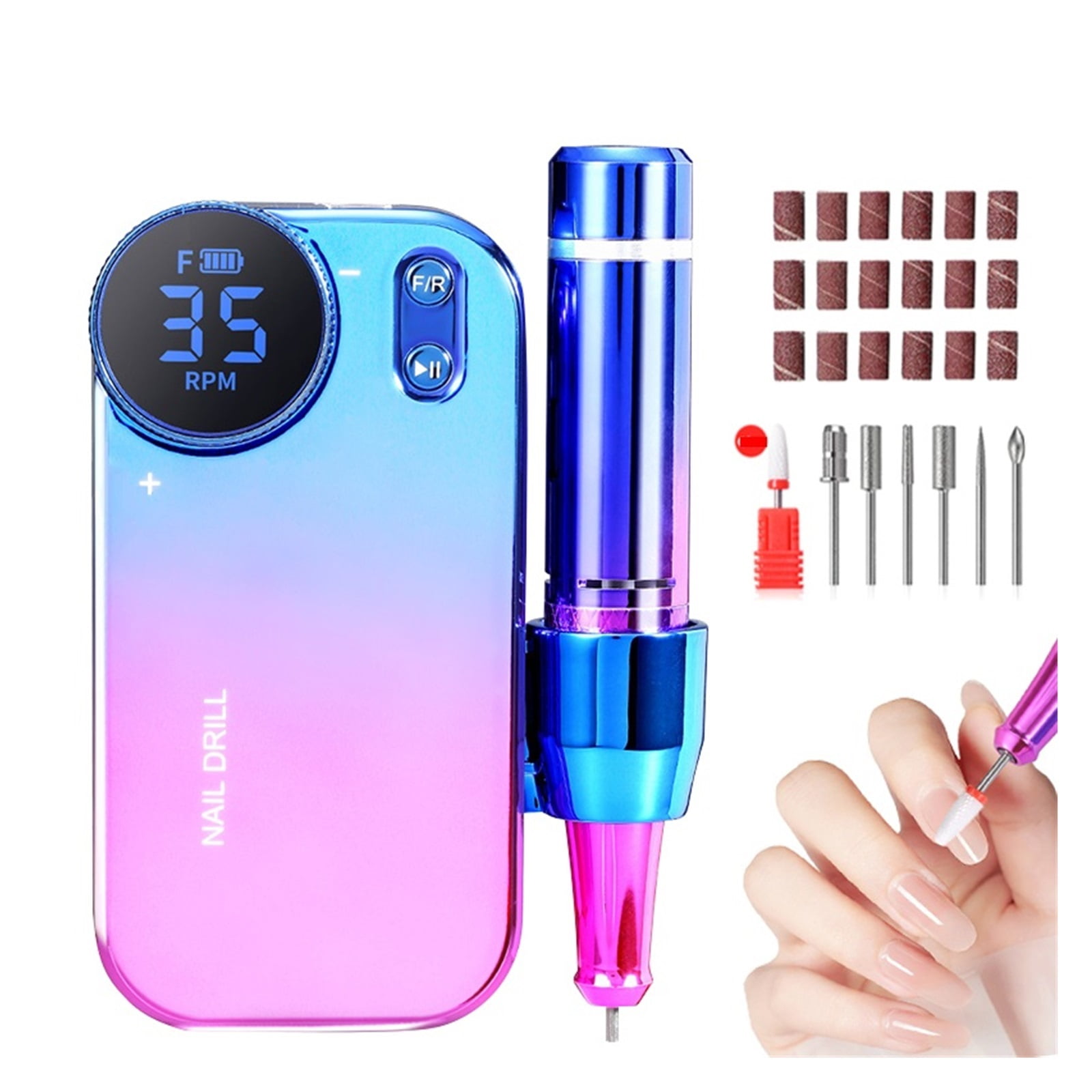 Electric Nail Drill Machine & Power Bank 2 In 1 Rechargeable 35000 RPM Electric Nail File, Portable Nail Drills For Acrylic Nails ,Low Noise
