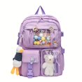 thumbnail image 2 of Lightweight College Backpack - Multi-Pocket, Adjustable Straps, Zip Closure, Durable Polyester, Kawaii Aesthetic for Teens, 2 of 5
