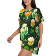 thumbnail image 2 of Bingfone St Patrick's Day10 Print Pajamas Sets for Women Soft Short-Sleeved Pjs with Lounge Shorts Two Piece Sleepwear, 2 of 8
