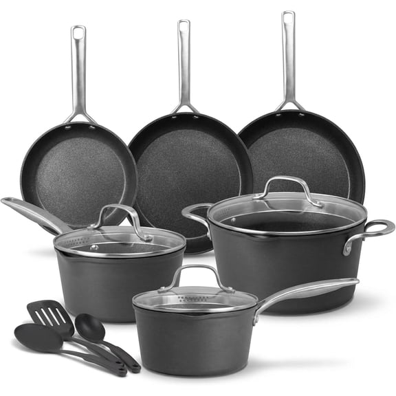 GRANITESTONE 14 Pc Induction Cookware Sets, Kitchen Pots and Pans Set Non Stick, Kitchen Cookware Sets, Nonstick Cookware Set, Non Stick Pots and Pan Set, Hard Anodized, Oven and Dishwasher Safe