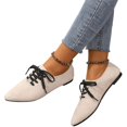 thumbnail image 2 of Willtoo Women's Pointed Toe Lace Up Flats Soft Faux Suede Casual Oxford Shoes, Comfort Low Flat Walking Dress Shoes for Daily Work, 2 of 5