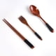 thumbnail image 2 of Zhuge juegos de cubiertos de madera, tenedor y cuchara de madera, palillos, vajilla reutilizable, juego de cubiertos, utensilios de viaje, cubiertos de línea atada, azul, 2 of 5