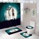 thumbnail image 1 of Juego de 4 cortinas de ducha de pesadilla antes de Navidad, zombie, novia, Jack, decoración de Halloween para baño infantil con 12 ganchos para cortinas para baño, impermeables, 1 of 7
