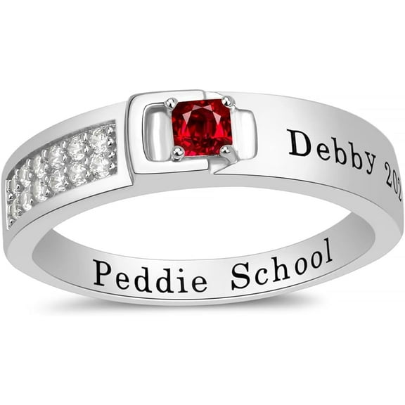 Ccjcinata Personalized Customizable class rings for men high school graduation rings for men (Sterling Silver - Platinium)