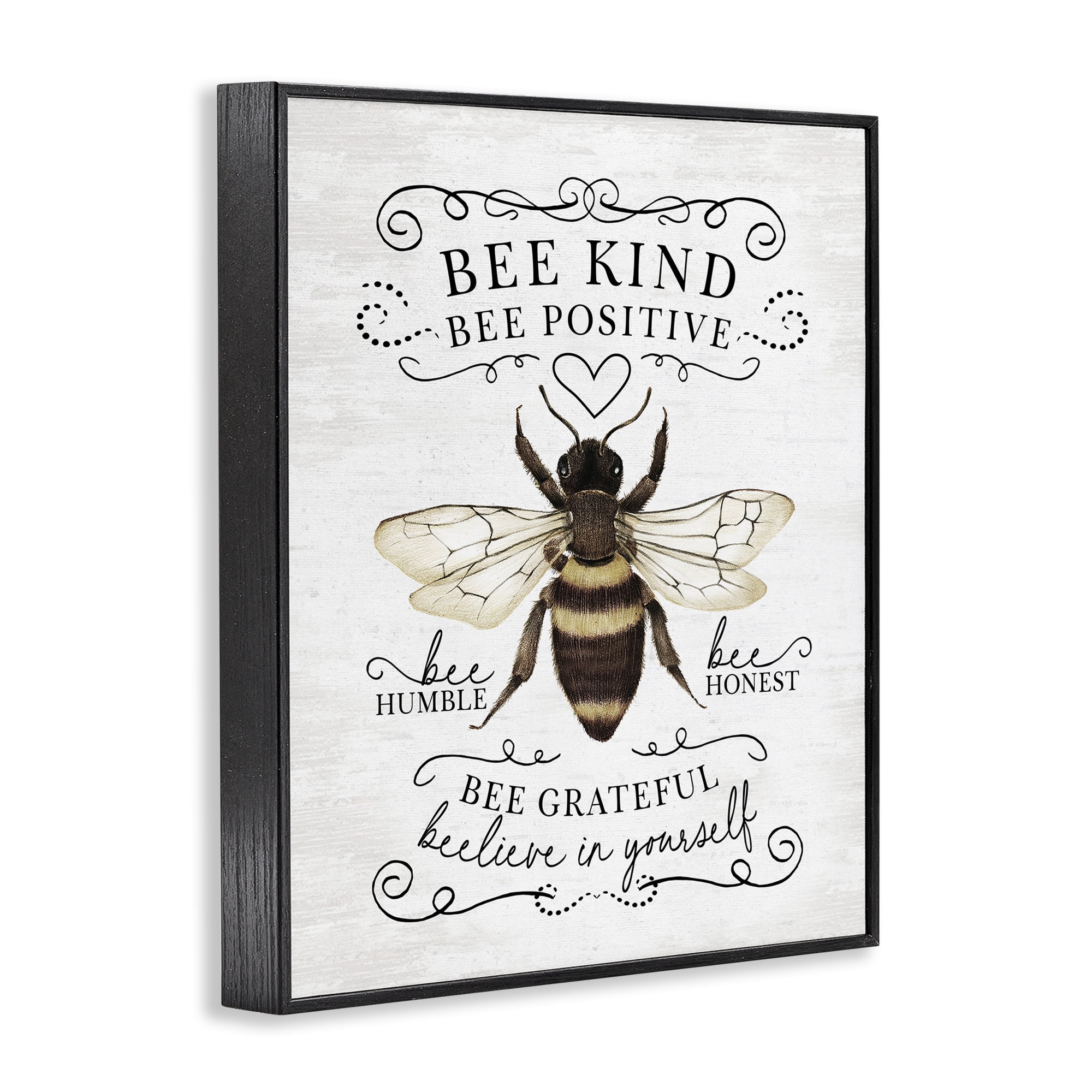 Stupell Industries Vintage Bee Phrases Animals & Insects Painting Black Framed Art Print Wall Art, 24 x 30