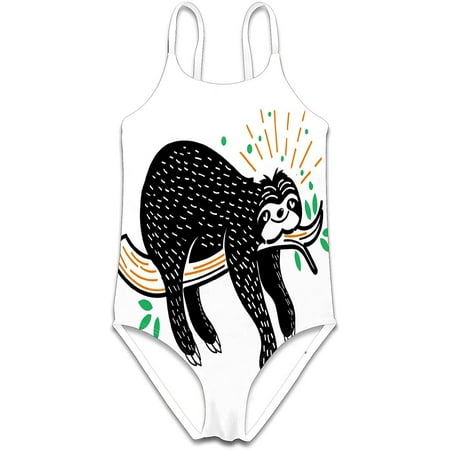 Girls Swimsuit Cartoon Sloth Animal Swimsuits Bathing Suits - Athletic ...