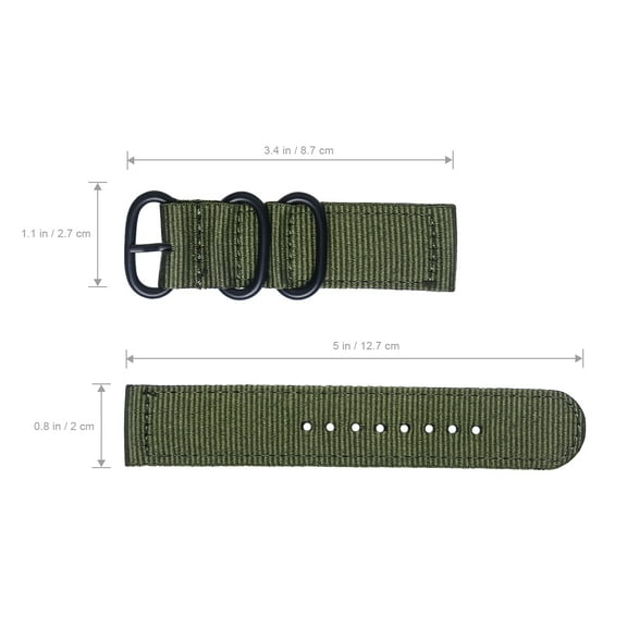 FELTECHELECTR 1Pack Black Stainless Steel Watch Band Nylon Replacement for Men Durable and Breathable 20mm Width