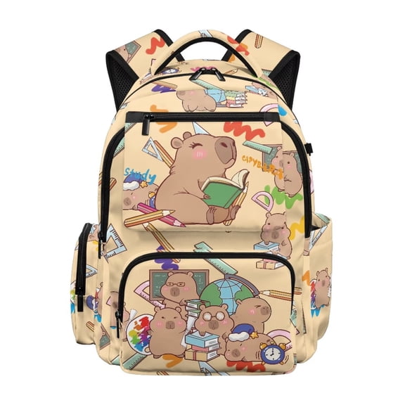 Aplkyhs Study Capybara Sports Backpack for Kids Teens Age 6-18 School Bookbag Durable Lightweight Water Repellent Backpack for School Sports