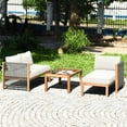 thumbnail image 4 of Costway 3PCS Patio Acacia Wood Sofa Furniture Set Thick Cushion W/Nylon Rope Armrest, 4 of 10