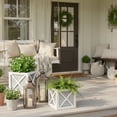 thumbnail image 2 of Autumn Alley Farmhouse Planter Set – Wooden White Indoor Pots for Plants - Galvanized Planters, 2 of 8