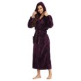 thumbnail image 4 of PajamaX Hooded Womens Robe, Long Plush Robes for Women, Two Side Pockets and Belts, Warm and Cozy (M, Dark Purple), 4 of 7