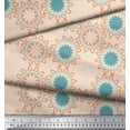 thumbnail image 2 of Soimoi White Rayon Crepe Fabric Sun Mandala Print Fabric by Yard 46 Inch Wide, 2 of 3
