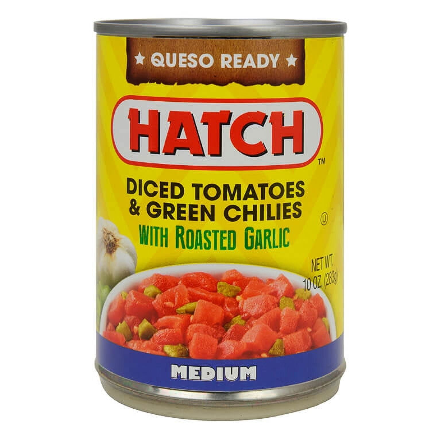 (12 pack) HATCH Diced Tomatoes & Green Chilies with Roasted Garlic, 10oz, Kosher, Gluten Free, Non-GMO
