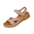 thumbnail image 2 of HTHLVMD Cut-Out Casual Sandals, Low Heel Comfort Shoes, Everyday Summer Shoes, Adjustable Strap Shoes, Sandals for Women Thick Soles Open Toe Wedges Lightweight Hook and Loop Sandal, Khaki 8.5, 2 of 9