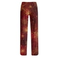 thumbnail image 3 of Fabrcox Christmas Casual Baggy Loose Pj Pants Women Slim Fit Christmas Tree Printed Drawstring Wide Leg Lounge Long Bottoms Deep Red XL, 3 of 6
