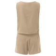 thumbnail image 6 of Tanghaowl Short Sets for Women, Women Summer Casual Shorts Suit Two Piece Outfit Pure Color Comfortable Set Daily Wear with Sneakers Khaki L, 6 of 8