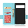 thumbnail image 2 of Wallet Case for Google Pixel 7 Pro, Soft Silicone Lychee Pattern PU Leather Shockproof Flip Cover with Card Slots Holder Magnetic Clasp Lock Drop Resistant Kickstand Phone Case,Cyanblue, 2 of 5
