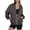 Dark Gray, variant on CUSTG Female Pullover Hoodless Long Sleeve Zip Up Solid Color Fleece Lined Pockets Autumn Winter Warm Sweatshirt Top