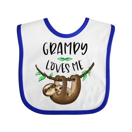 

Inktastic Grampy Loves Me Cute Sloth and Baby Gift Baby Boy or Baby Girl Bib