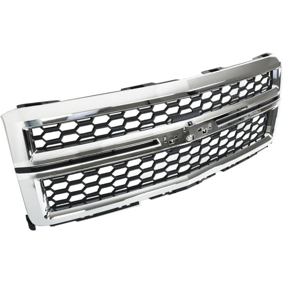 SEBLAFF Front Bumper Upper Chrome Honeycomb Grille Replacement for 2014 2015 Silverado 1500 104-02508b