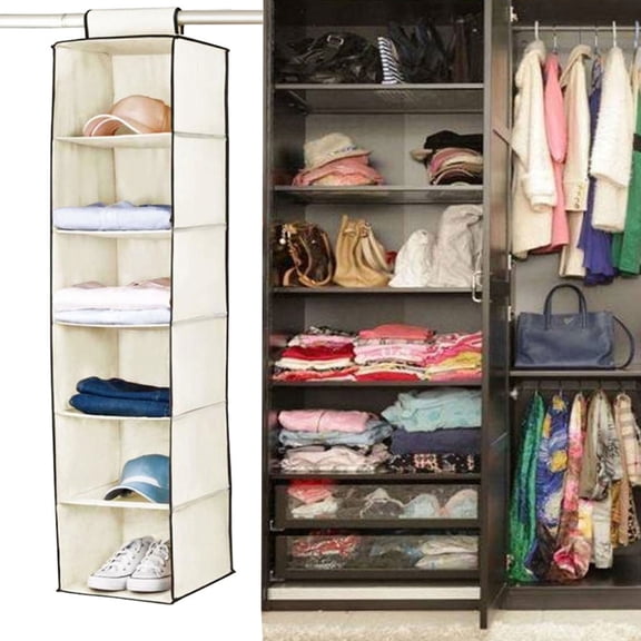 OULII 1Pc Ventilated Hanging Storage Pockets Beige for Handbag and Shoe Organization